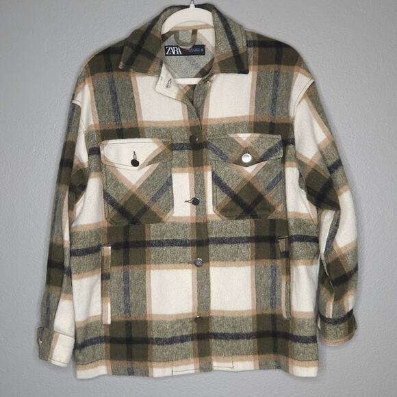 Zara flannel Shacket Jacket - Picture 1 of 8